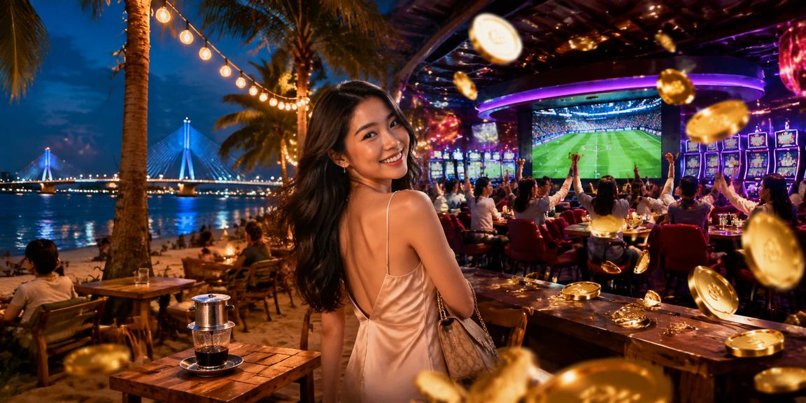 Không khí giải trí casino và cà phê buổi tối tại Cần Thơ, Việt Nam