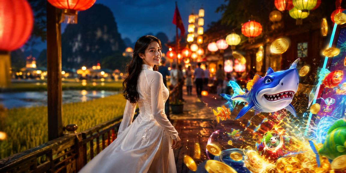 Cảnh trò chơi bắn cá trực tuyến tại Ninh Bình với nét văn hóa áo dài truyền thống